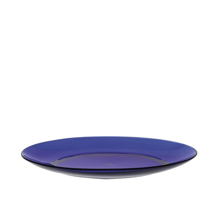 Duralex Lys. The sapphire blue glass plate 23.5cm. Une assiette en verre bleu saphir de 23,5 cm