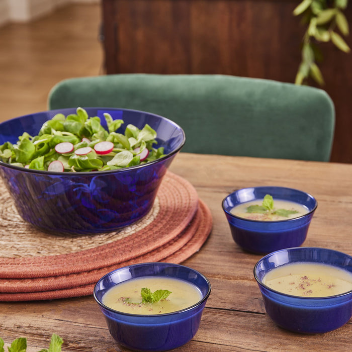 Duralex Lys. Sapphire Blue Glass Salad Bowl. 