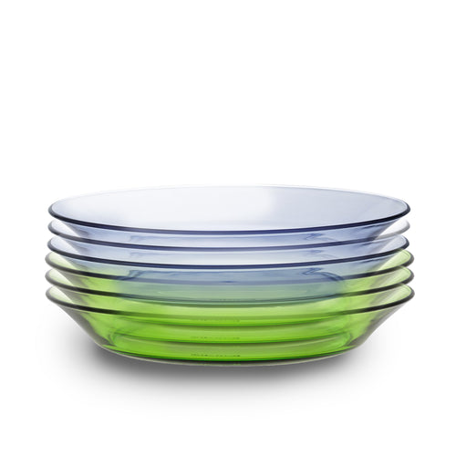 Duralex Lys Marine & Green Deep Plates – Set of 6 (3xeach) – 19cm