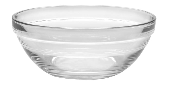 Duralex Freshbox. Clear Glass Food Storage Containers with Blue Lids. Contenants de stockage alimentaires en verre transparent avec des couvercles bleus.