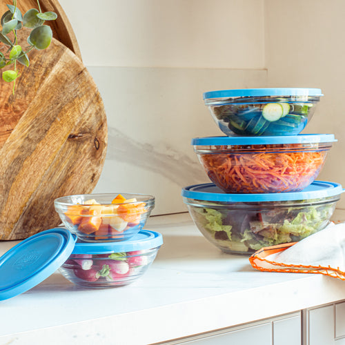Round Bowl Set with Blue Lids – 2 Piece  17cm and 23cm