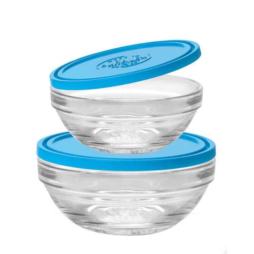 Round Bowl Set with Blue Lids – 2 Piece  17cm and 23cm