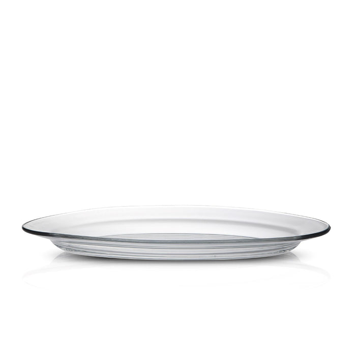 Duralex Lys. A stylish and minimalist clear serving platter -36cm. Un plat de service transparent chic et minimaliste de 36 cm.