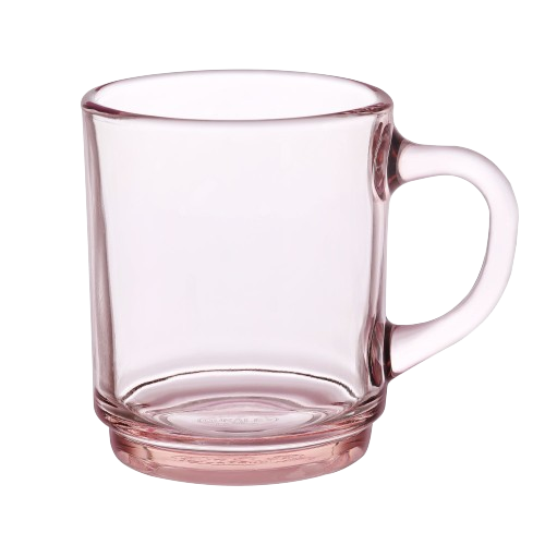Duralex Versailles. Pink Glass Mug. La tasse en verre rose. 