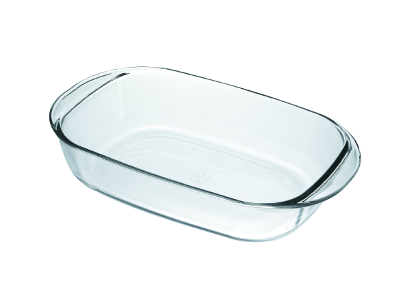 Duralex Ovenchef. Clear glass Rectangular Roaster. Le Plat à rôtir rectangulaire en verre transparent.