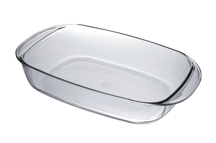 Duralex Ovenchef. Clear Glass Rectangular Roaster. Le Plat à rôtir rectangulaire en verre transparent.