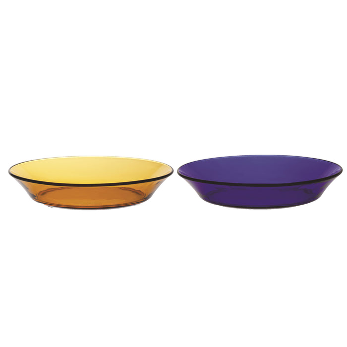 Duralex Lys Set of Six Deep Plate Set Saphir And Amber (3 of each) - Duralex Canada | Tough Tempered Glassware