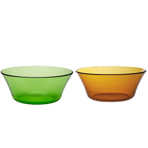 Lys Salad Bowl Set of 2 Amber and Green - Duralex Canada | Tough Tempered Glassware